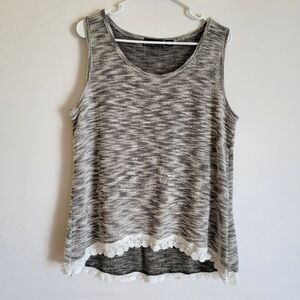 Attention Sleeveless Knit Top Lace Trim Detail Size XL Tank Top